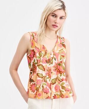 Liverpool Los Angeles Women's Printed V-Neck Sleeveless Top Size PXL 3576